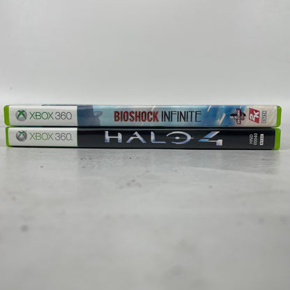 Lot of 2 Microsoft Xbox 360 Games Halo 4 Disc 1 & 2 & BioShock Infinite