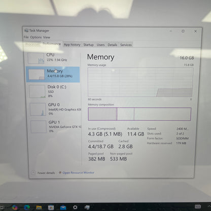 Dell XPS 9560 15.6" i7-7700HQ 2.8GHz 16GB RAM 1TB SSD GeForce GTX 1050