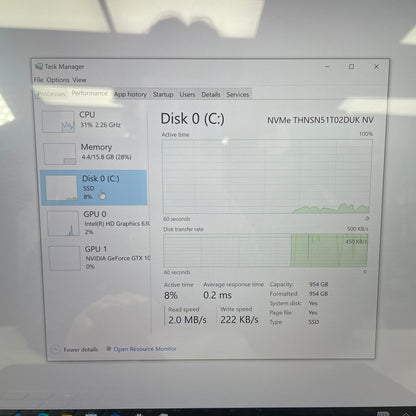 Dell XPS 9560 15.6" i7-7700HQ 2.8GHz 16GB RAM 1TB SSD GeForce GTX 1050