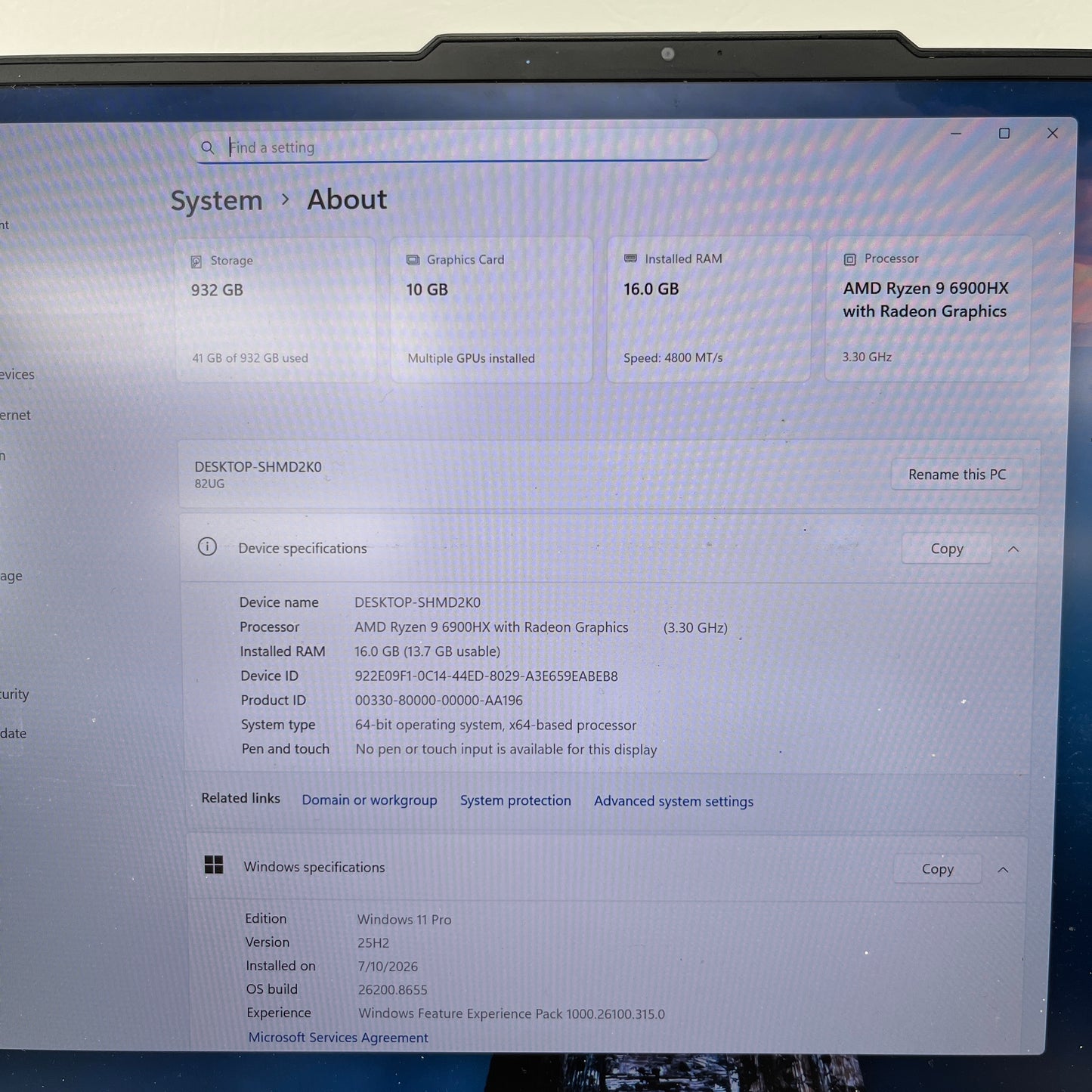 Lenovo Legion Slim 7 Gen 7 SHMD2K0 16" Ryzen 9 6900HX 3.3GHz 16GB RAM 1TB SSD 