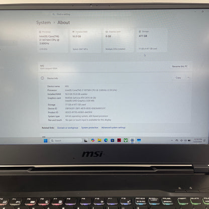 MSI Leopard GL65 MS-16U7 15.6" i7-10750H 2.6GHz 16GB RAM 512GB SSD GeForce RTX 