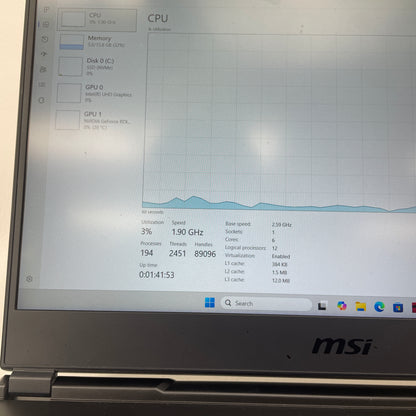 MSI Leopard GL65 MS-16U7 15.6" i7-10750H 2.6GHz 16GB RAM 512GB SSD GeForce RTX 