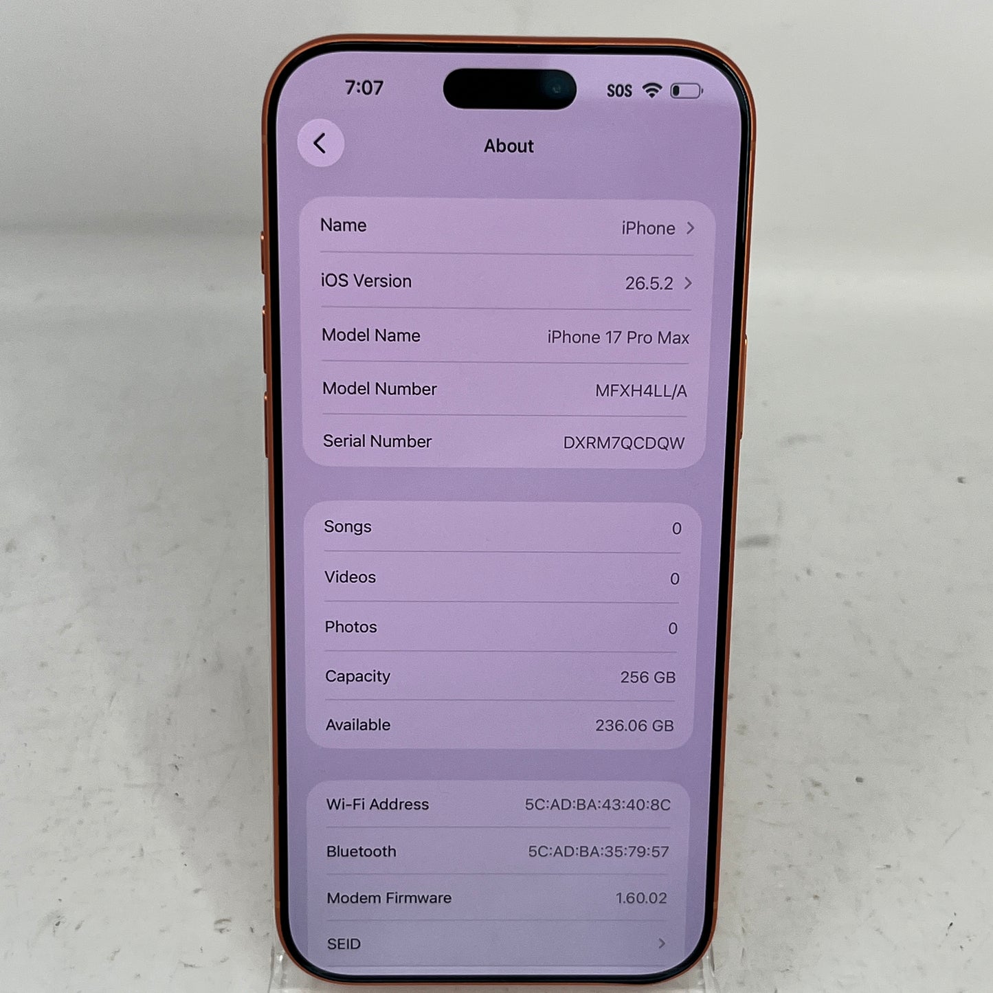 Factory Unlocked Apple iPhone 17 Pro Max 256GB Cosmic Orange MFXH4LL/A