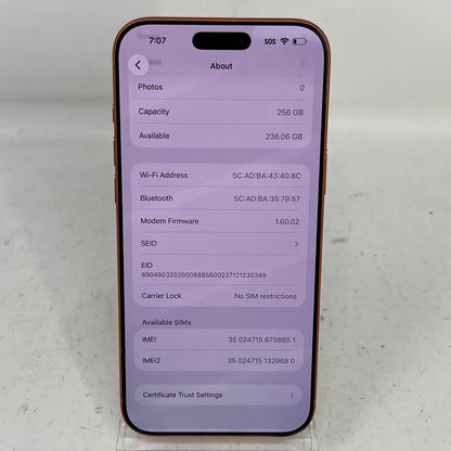 Factory Unlocked Apple iPhone 17 Pro Max 256GB Cosmic Orange MFXH4LL/A