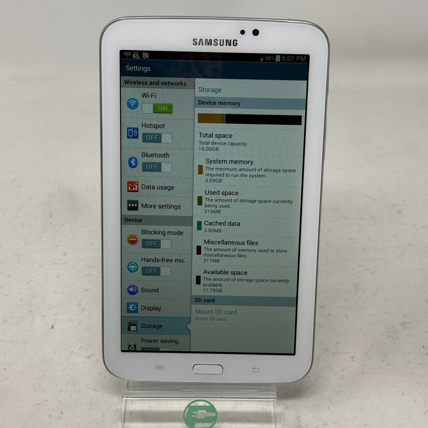 WiFi Only Samsung Tablet SM-T217S 7.0" 16GB White