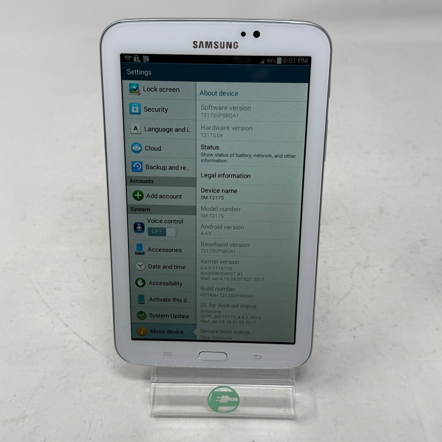 WiFi Only Samsung Tablet SM-T217S 7.0" 16GB White