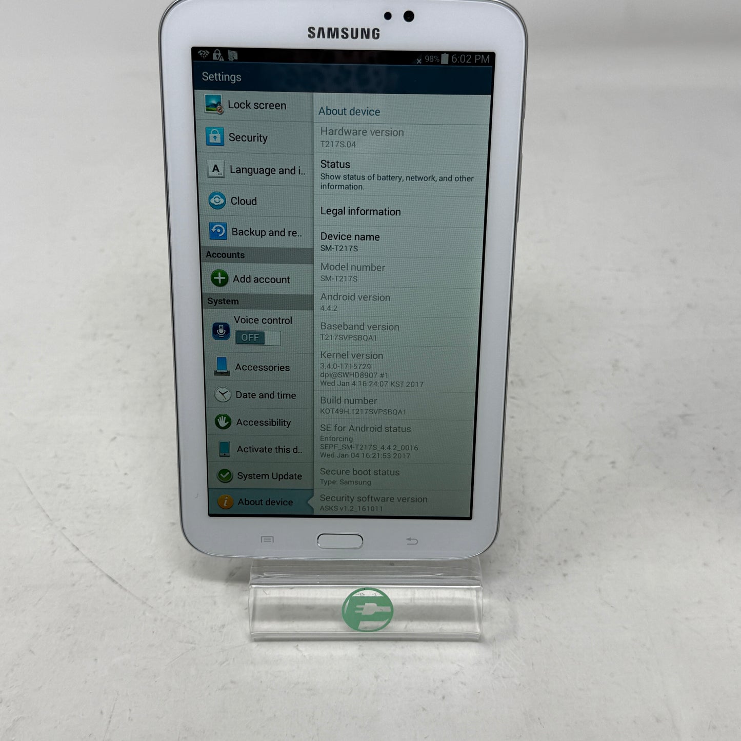 WiFi Only Samsung Tablet SM-T217S 7.0" 16GB White