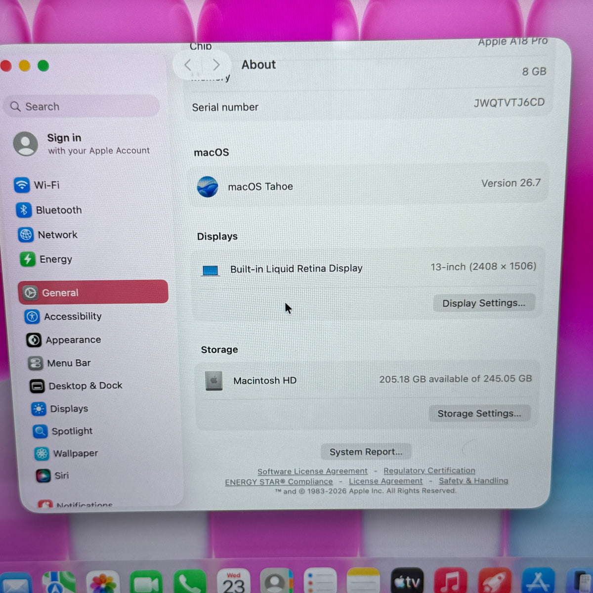 2026 Apple MacBook Neo 13" A18 Pro 5C GPU 4.0GHz 8GB RAM 256GB SSD MHFH4LL/A