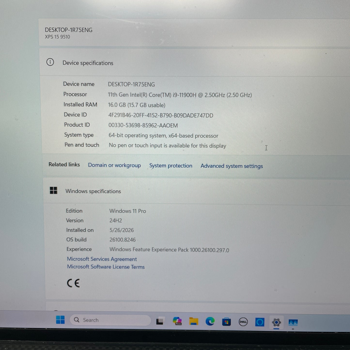 Dell XPS 9510 15.6" i9-11900H 2.5GHz 16GB RAM 1TB SSD GeForce RTX 3050 Ti