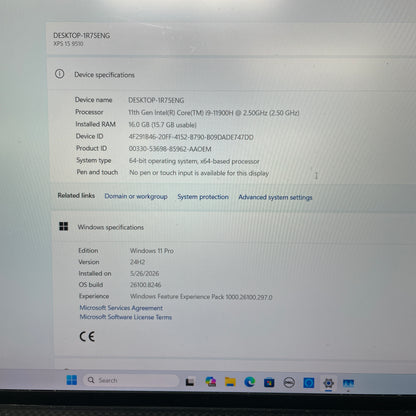 Dell XPS 9510 15.6" i9-11900H 2.5GHz 16GB RAM 1TB SSD GeForce RTX 3050 Ti