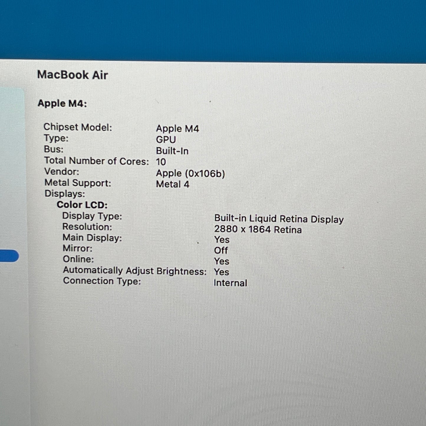 2025 Apple MacBook Air 15" M4 10C GPU 4.5GHz 16GB RAM 256GB SSD A3241