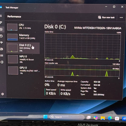 Asus Zenbook 14 UX3405CA 14" Ultra 9 285H 2.9GHz 32GB RAM 1TB SSD