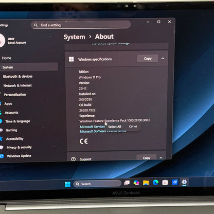 Asus Zenbook 14 UX3405CA 14" Ultra 9 285H 2.9GHz 32GB RAM 1TB SSD