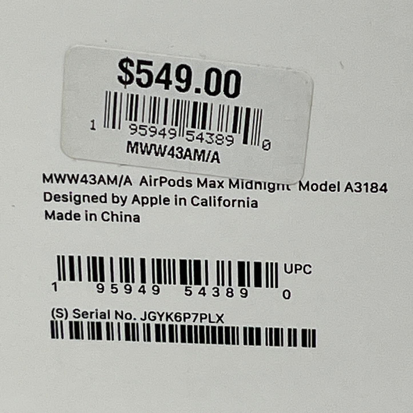 Apple AirPods Max USB-C Wireless Over-Ear Headphones Midnight MWW43AM/A