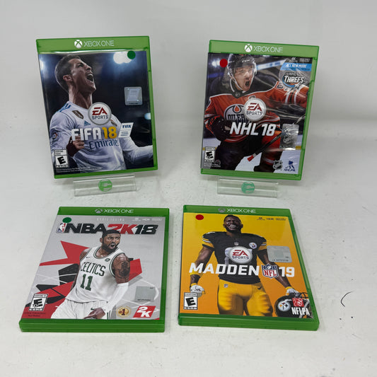 Lot of 4 Microsoft Xbox One FIFA 18, NHL 18, NBA 2K18 & Madden NFL 19 Games