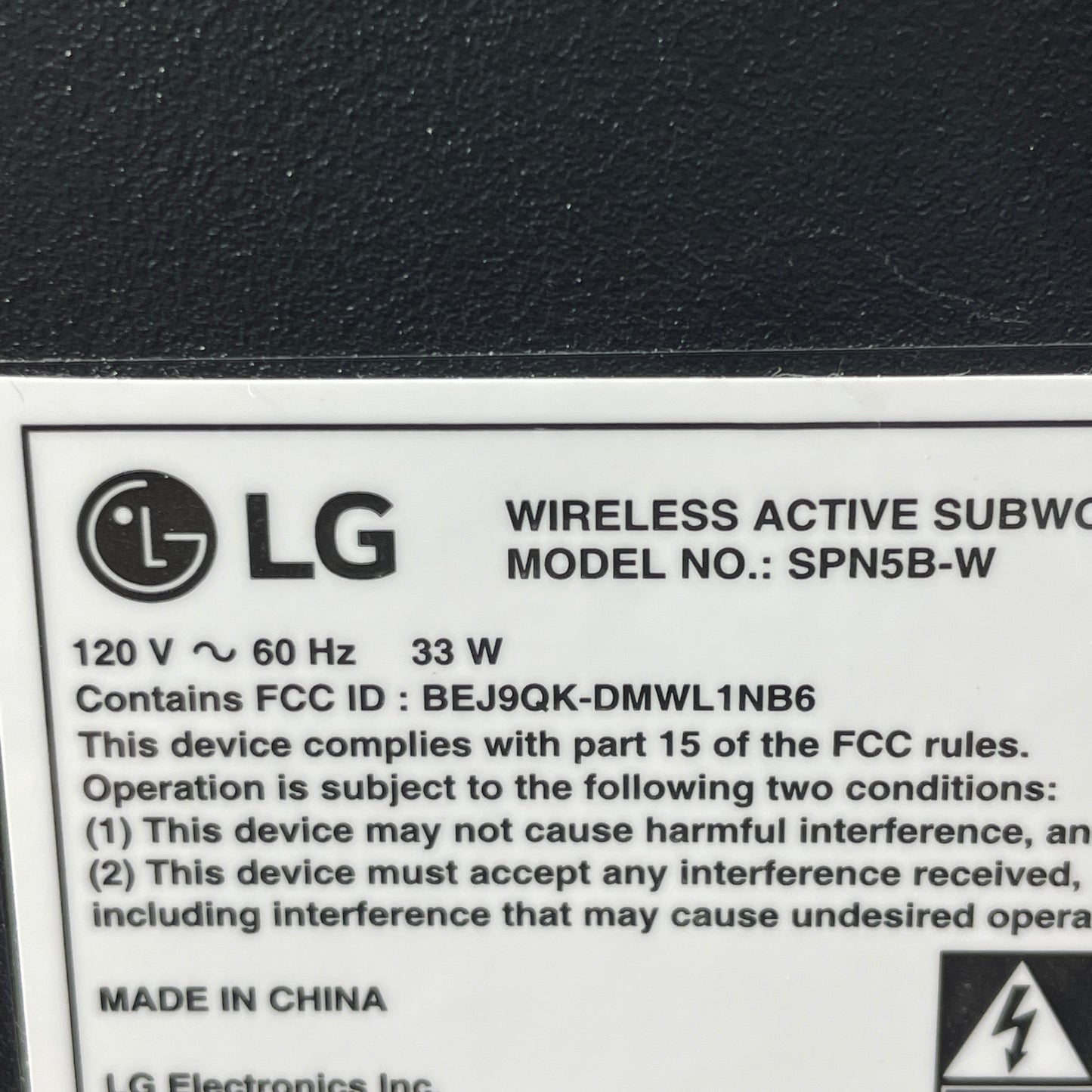 LG SN6Y Wireless Active Subwoofer Black SPN5B-W