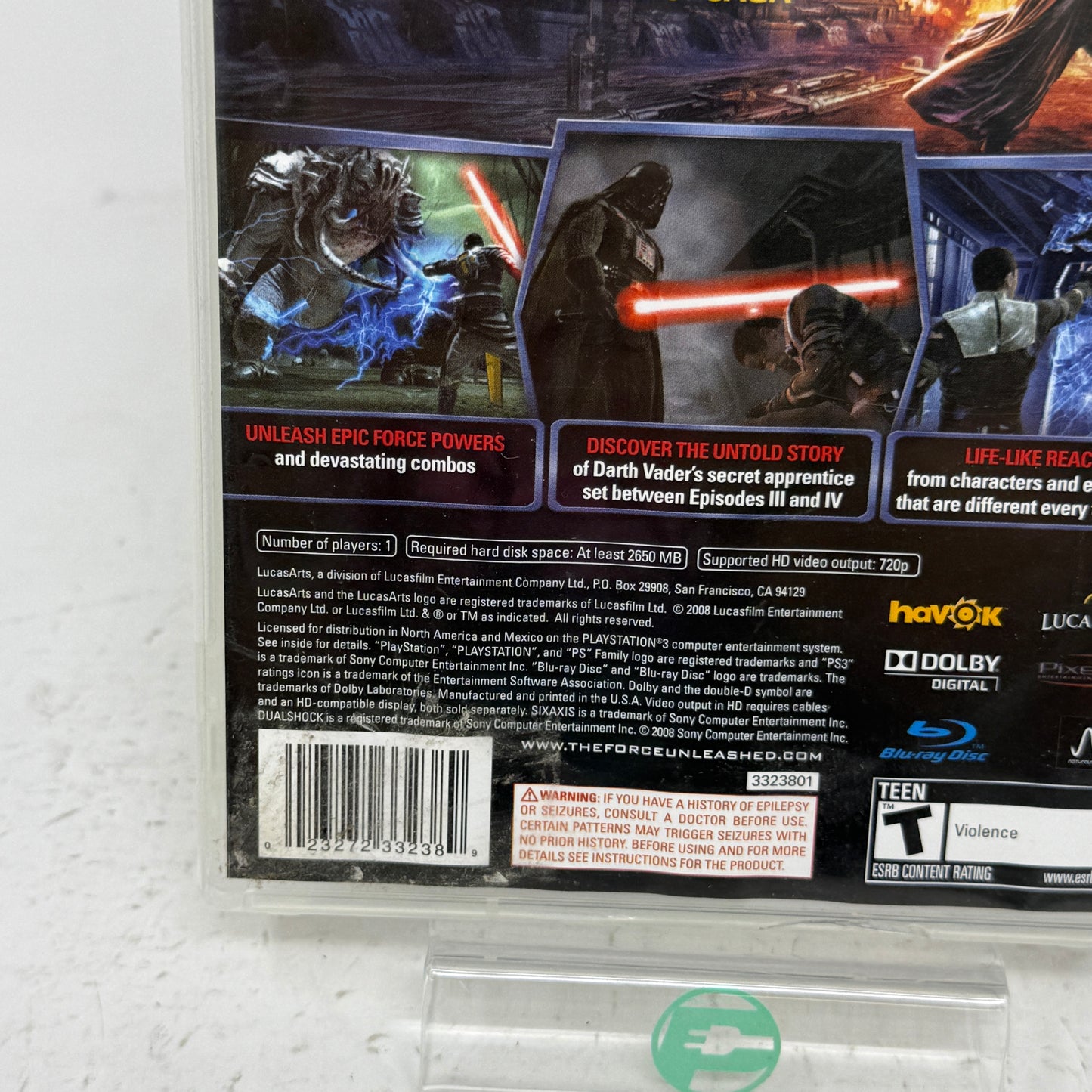 Star Wars The Force Unleashed (Sony PlayStation 3 PS3, 2008)