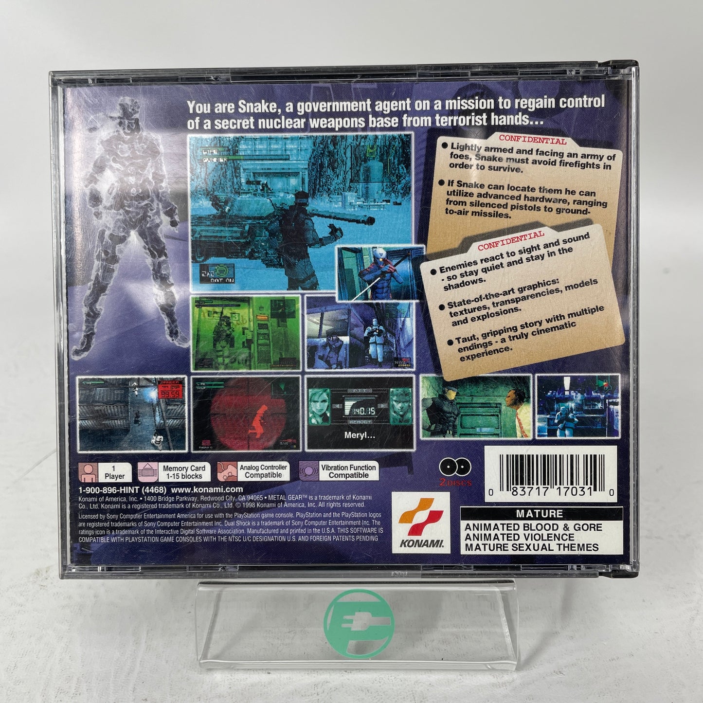 Metal Gear Solid (Sony PlayStation 1 PS1, 1998)