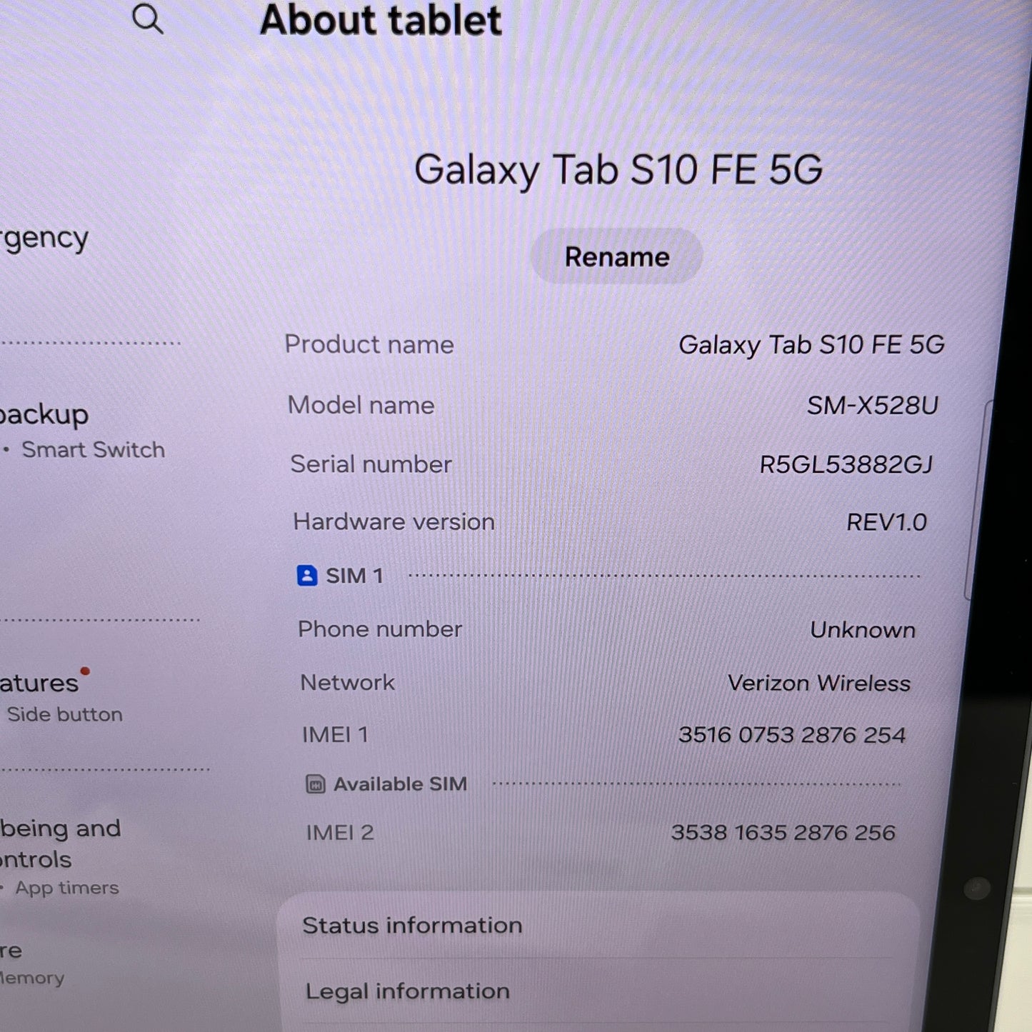 Verizon Samsung Galaxy Tab S10 FE 5G 10.9" 128GB Gray SM-X528U