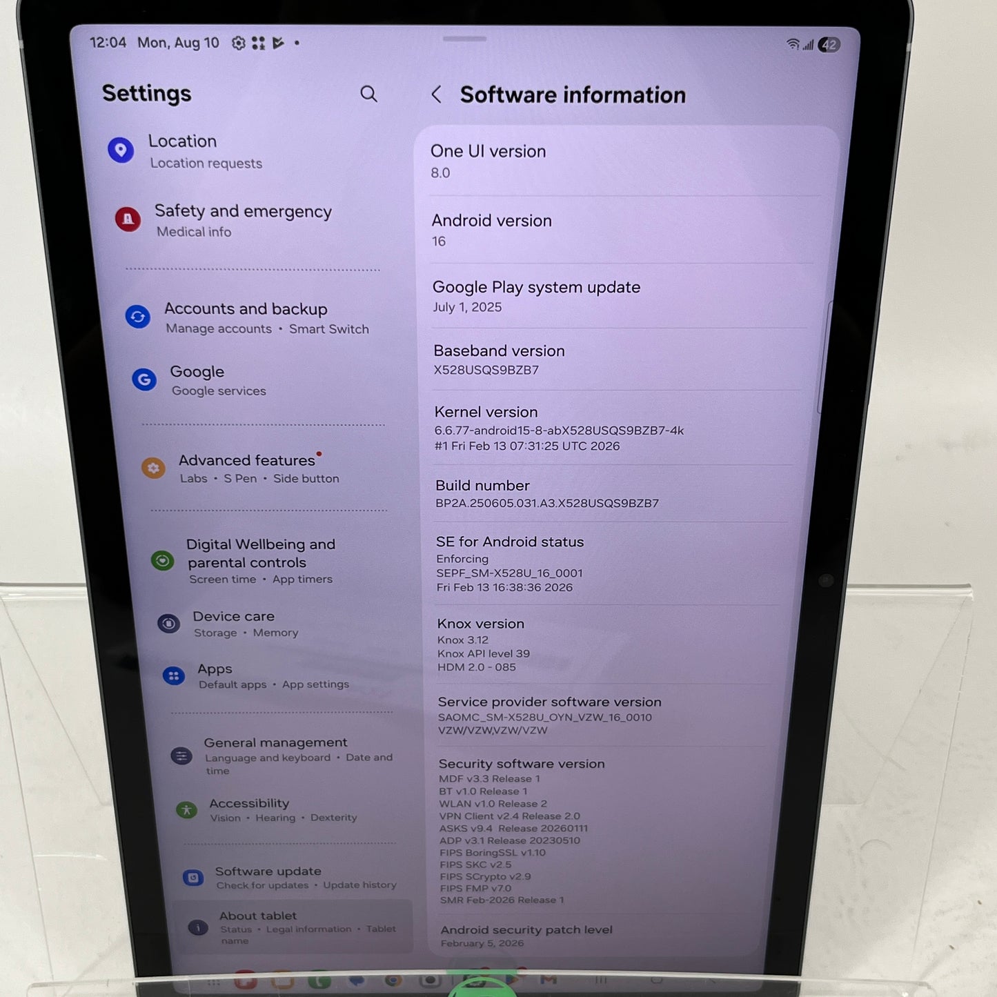 Verizon Samsung Galaxy Tab S10 FE 5G 10.9" 128GB Gray SM-X528U