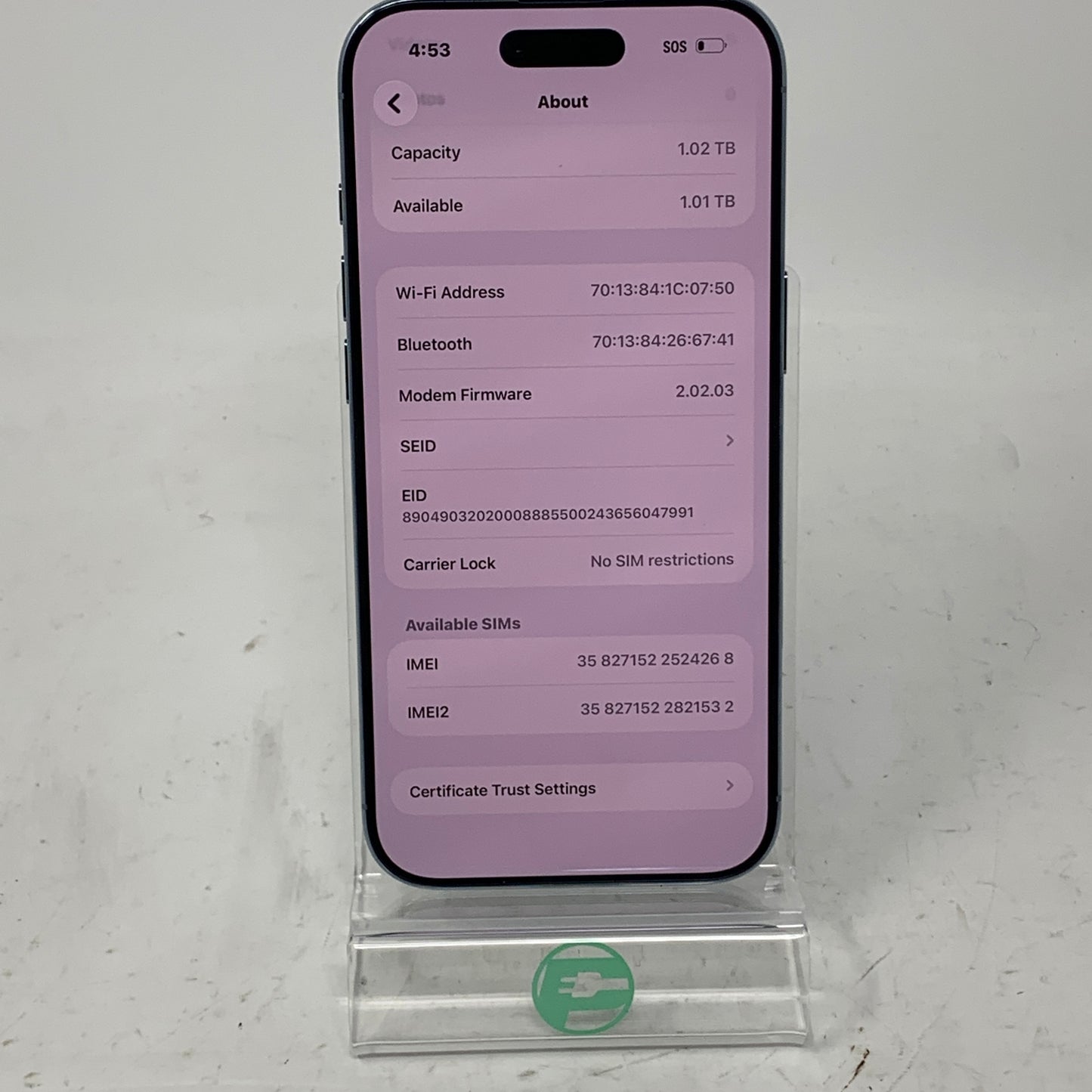 Factory Unlocked Apple iPhone Air 1TB Sky Blue MG1Q4LL/A