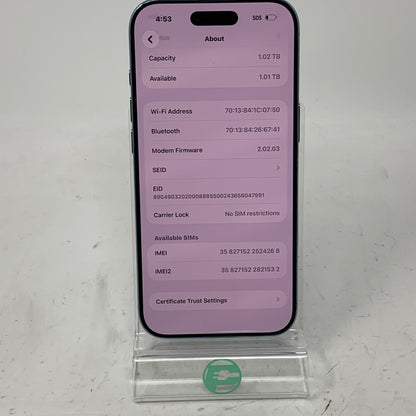 Factory Unlocked Apple iPhone Air 1TB Sky Blue MG1Q4LL/A