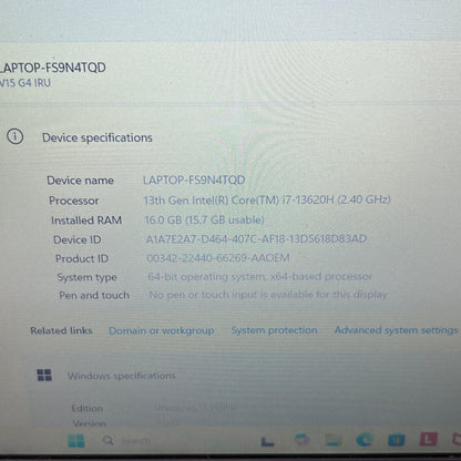 Lenovo V15 G4 IRU i7-13620H 2.4GHz 16GB RAM 512GB SSD