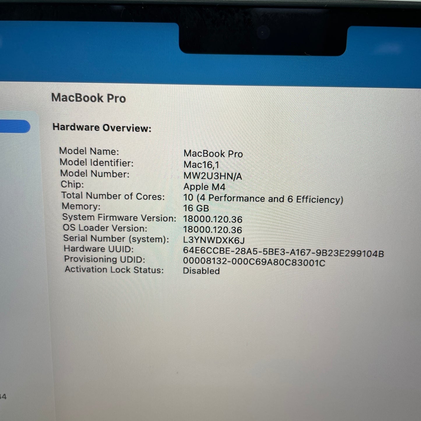 2024 Apple MacBook Pro 14" M4 10 Core 4.5GHz 16GB RAM 512GB SSD MW2U3HN/A