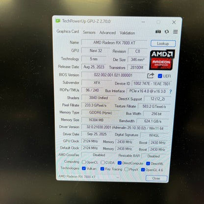 XFX Radeon RX 7800 XT Speedster QICK319 16GB GDDR6 Graphics Card RX-78TQIC