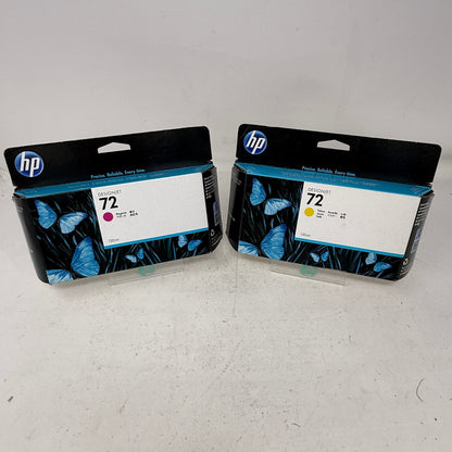  Lots Of 2 New HP 72 C9372A/C9373A Yellow/Magenta Ink Cartridge