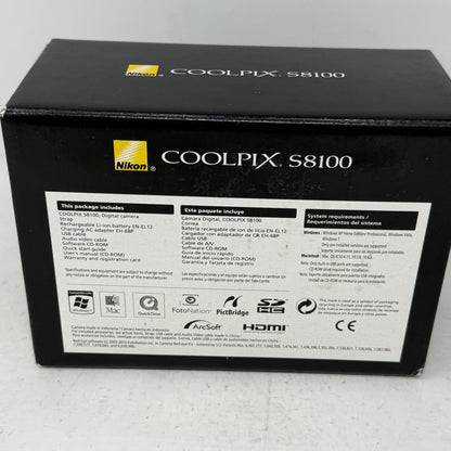 Nikon COOLPIX S8100 12.1MP Digital Camera Black 