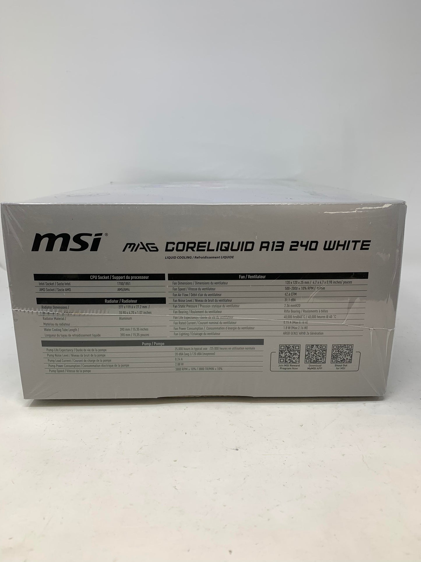 New MSI MAG CORELIQUID A13 240 Black AIO Liquid CPU Cooler ARGB PWM AM5 LGA 1851