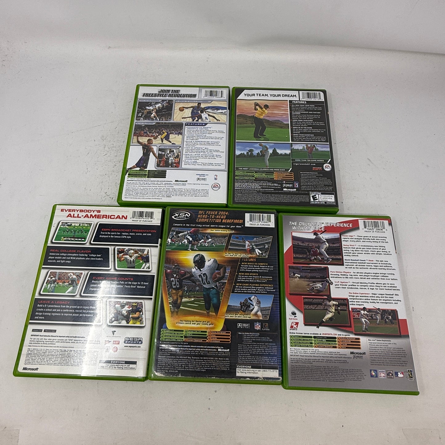 Original Xbox Sports Bundle 5 Games: NBA Live 04, MLB 2K6, NFL Fever 2004 Retro
