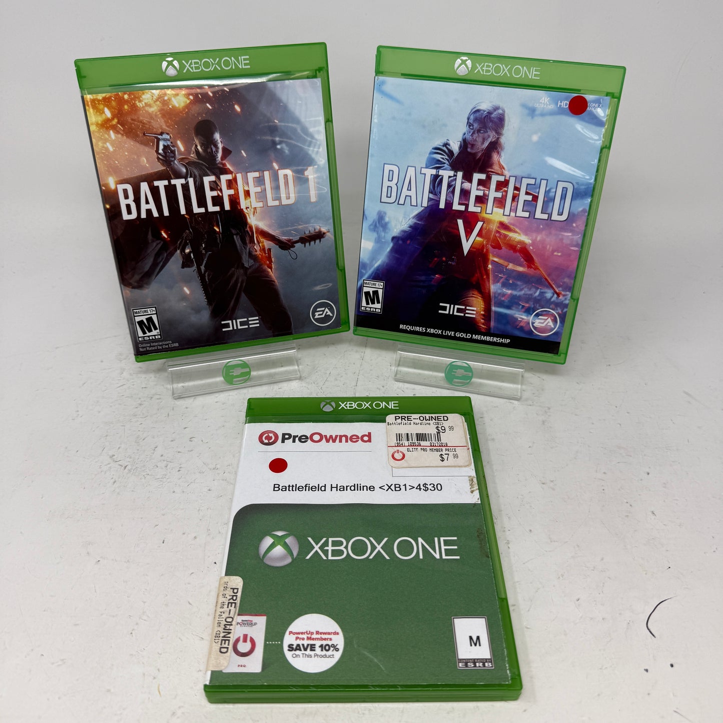 Battlefield 1 V Hardline Xbox One Game Lot Bundle Trilogy 3-Game EA FPS Tested