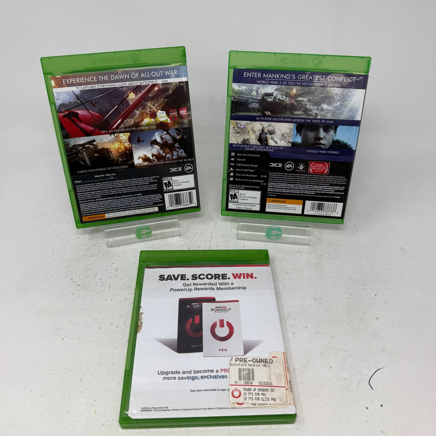 Battlefield 1 V Hardline Xbox One Game Lot Bundle Trilogy 3-Game EA FPS Tested