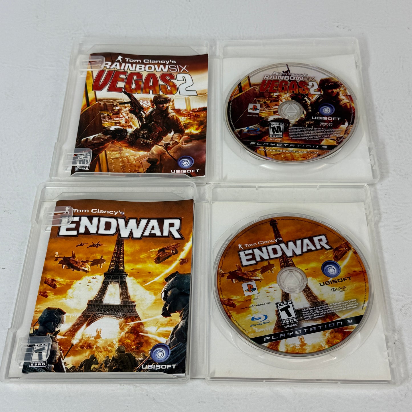 Sony PS3 Tom Clancy Game Lot: Rainbow Six Vegas 2, End War Tactical Shooter Pack