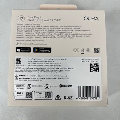 Oura Ring 4 Stealth Size 12 Smart Wearable Sleep Fitness & Heart Rate Tracker