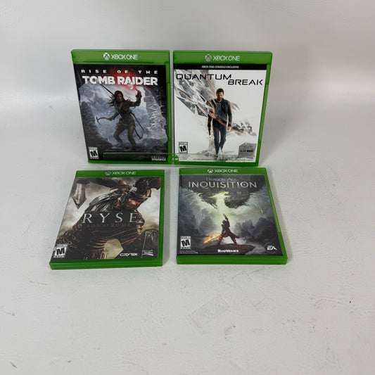 Lot 4 Xbox 360 Games Rise of the Tomb Raider Quantum Break Ryse Dragon Age 