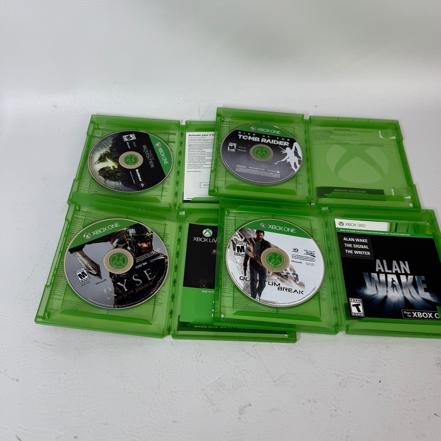 Lot 4 Xbox 360 Games Rise of the Tomb Raider Quantum Break Ryse Dragon Age 
