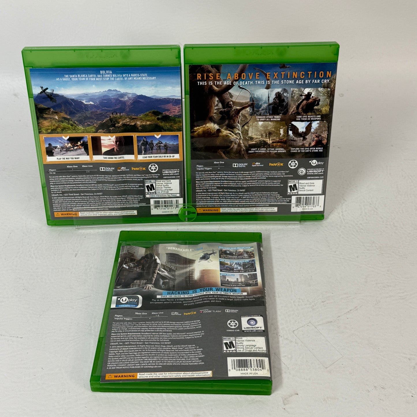 Ghost Recon Wildlands Far Cry Primal Watch Dogs Xbox One 3-Game Lot CIB Tested
