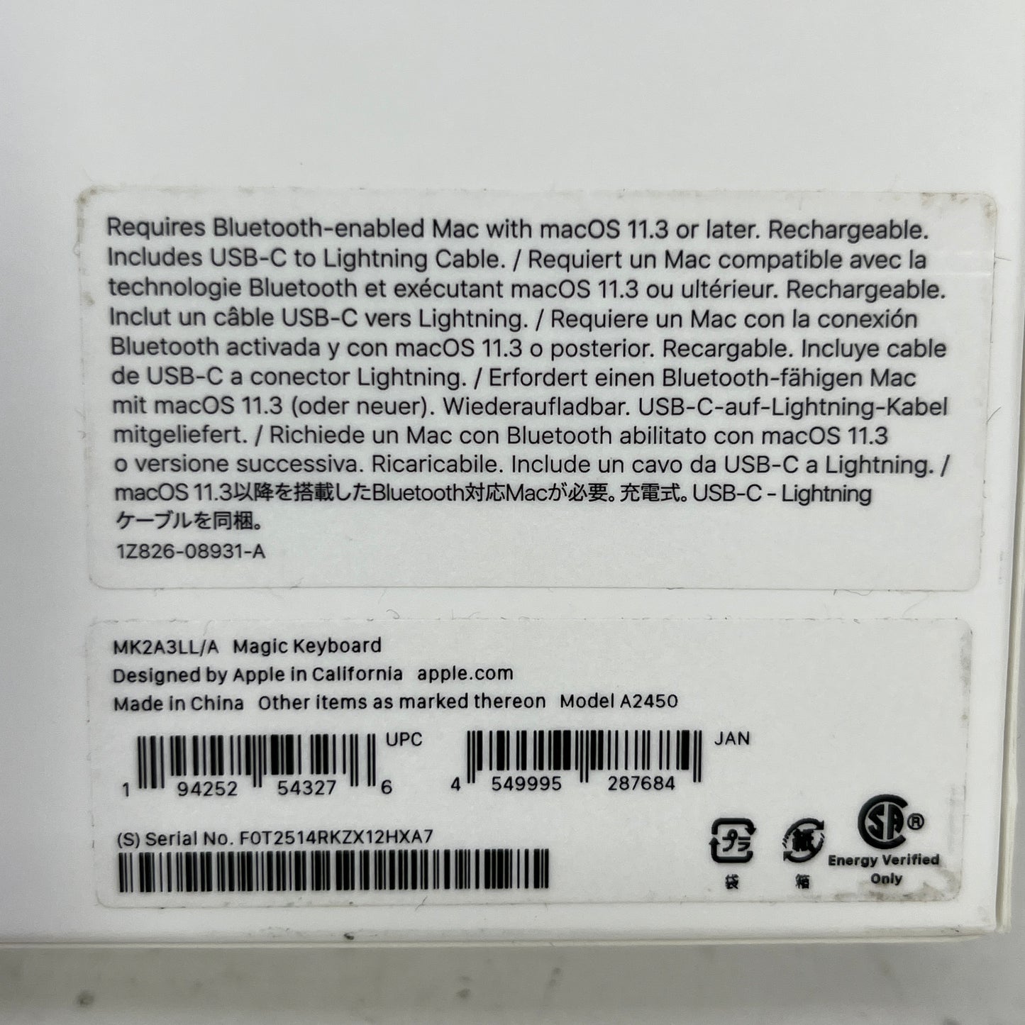 New Apple Magic Keyboard 2 A2450 Silver