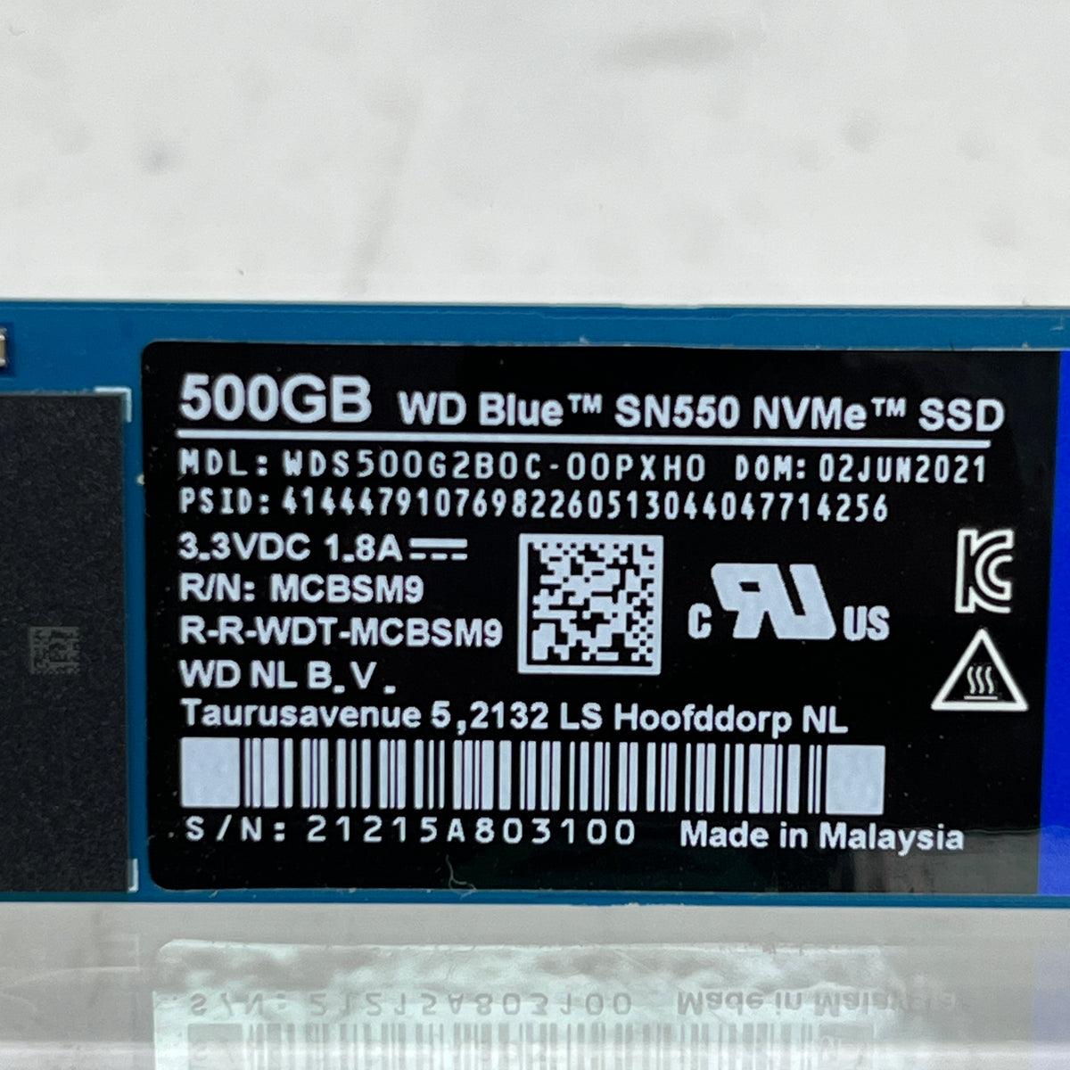 WD Blue SN550 500GB NVMe M.2 2280 SSD WDS500G2B0C-00PXH0 