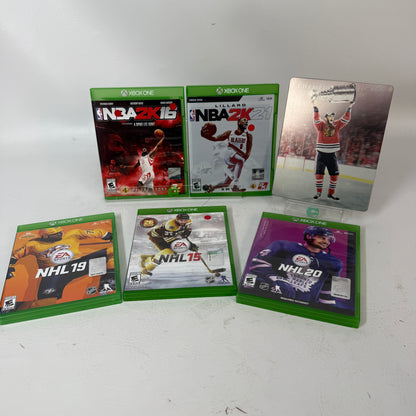 Xbox One Sports Game Lot 6 Bundle NBA 2K16 2K21 NHL 15 16 19 20 SteelBook Tested