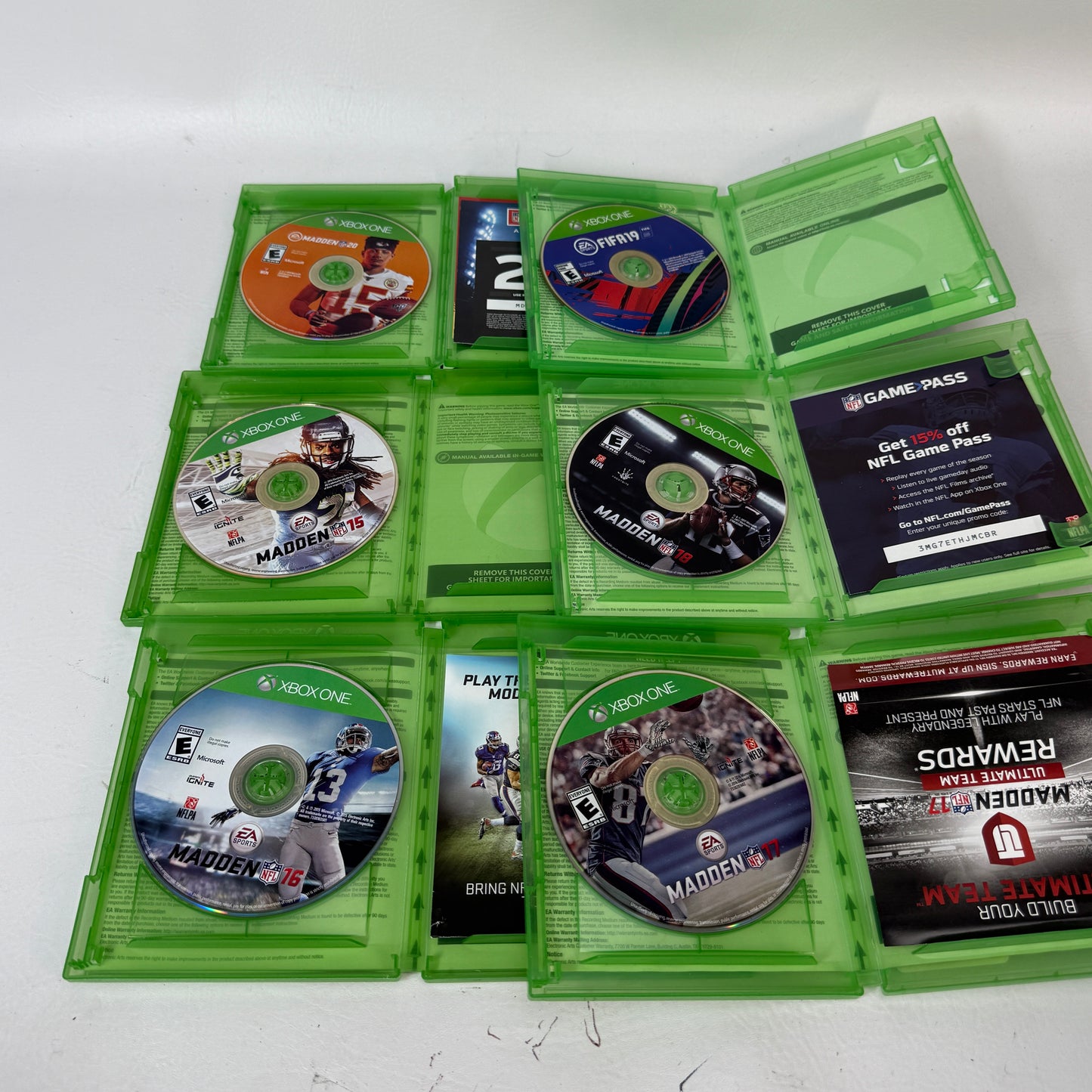 Madden NFL Xbox One Game Lot Bundle 15 16 18 20 25 FIFA 19 Football 6-Game EA