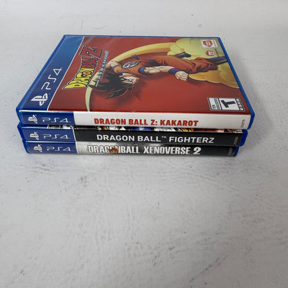 Lot of 3 Sony PS4 Dragon Ball Games Dragon Ball Z Kakarot FighterZ Xenoverse 2 Deluxe
