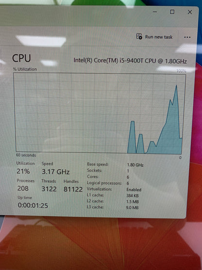 HP 24-XA0032 24" i5-9400T 1.80GHz 512GB 12GB RAM