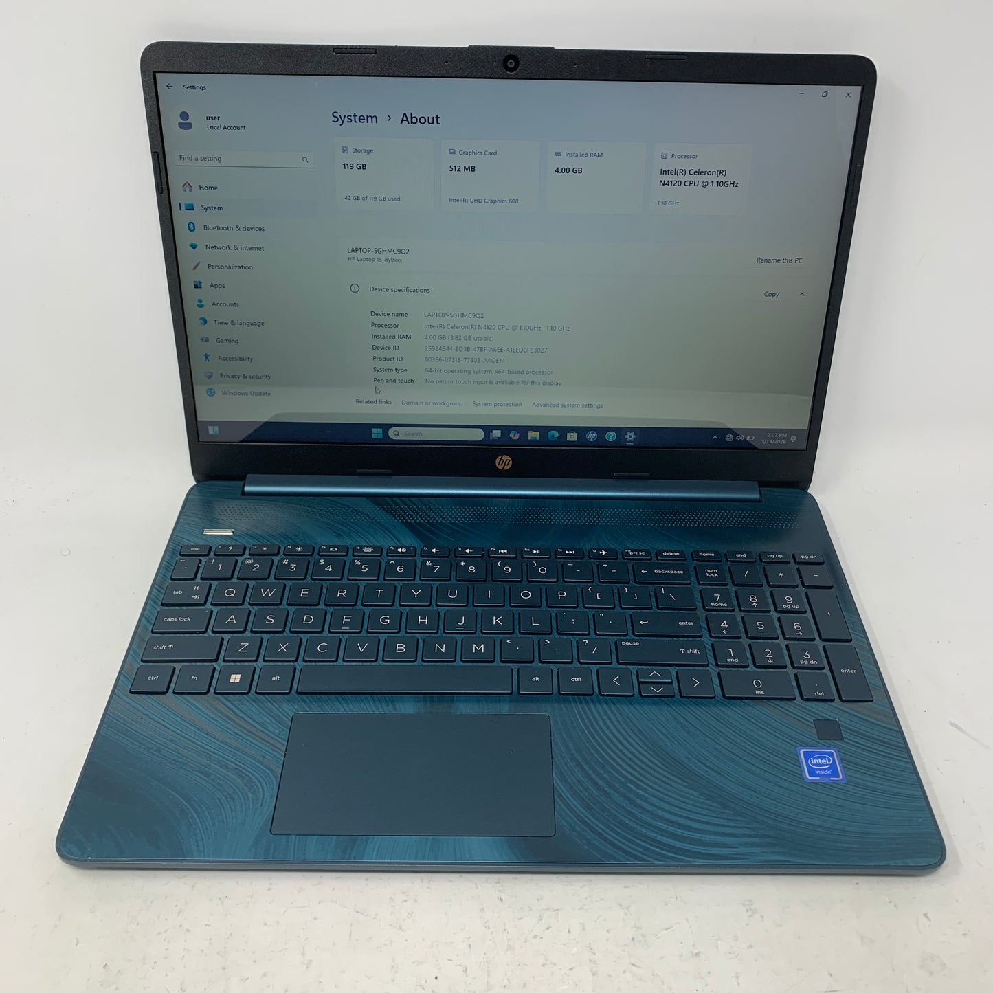 HP 15-DY074DS Celeron N4120 1.1GHz 4GB RAM 128GB