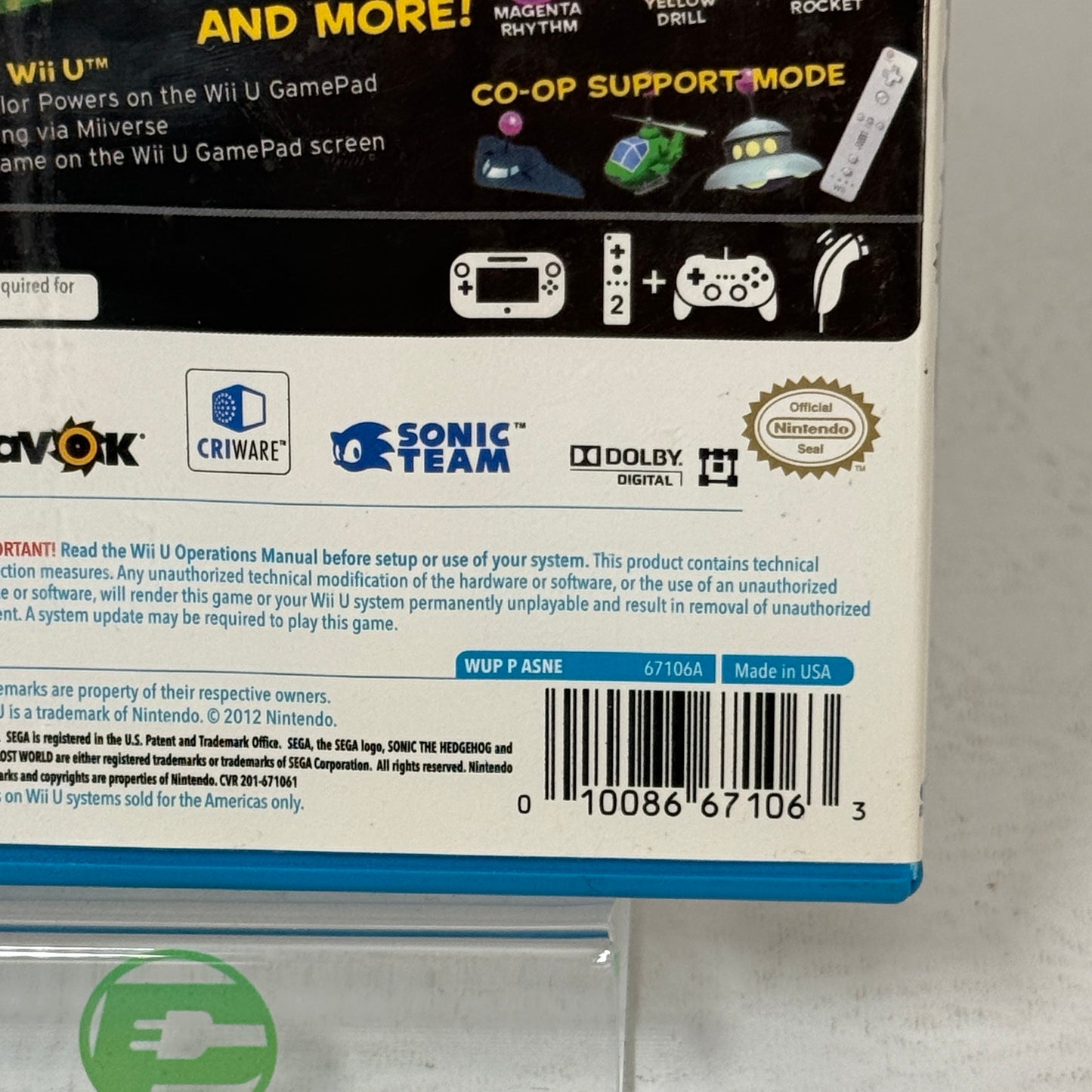 Sonic Lost World (Nintendo Wii U, 2013)