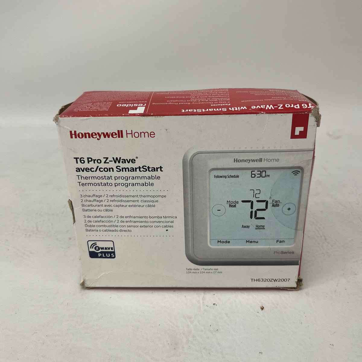 New Honeywell T6 Pro Z-Wave Plus w/ SmartStart Thermostat TH6320ZW2007