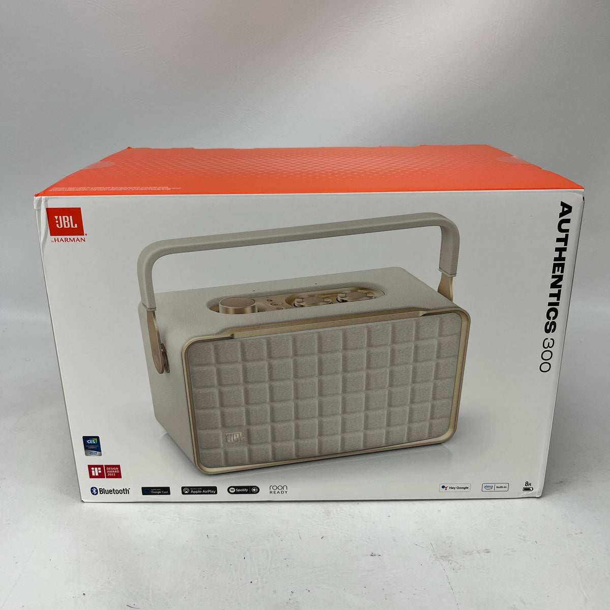 New JBL Authentics 300 Portable Home Speaker White w/ WiFi &Bluetooth White/Gold